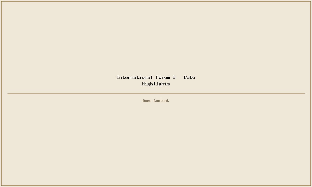 International Forum — Baku Highlights