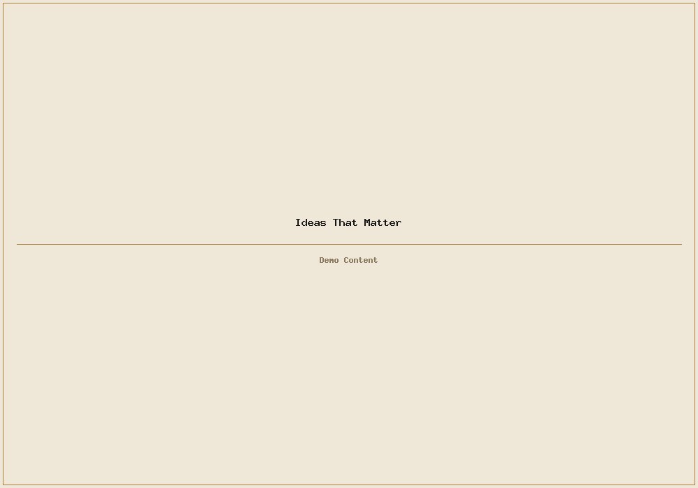 Ideas That Matter